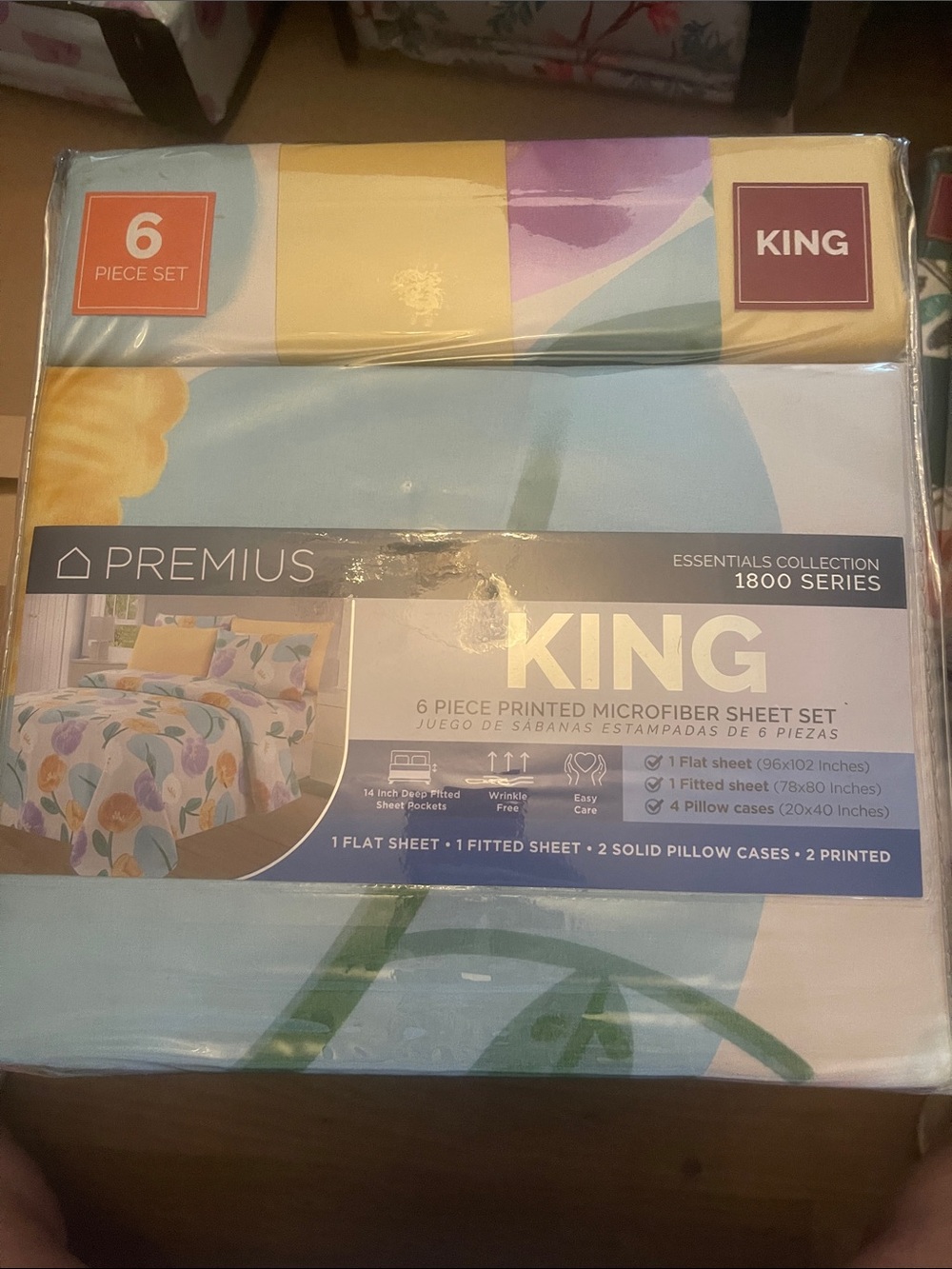 King Printed Microfiber Sheet Set in Pastel Floral